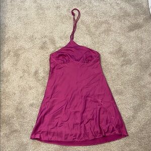 Elegant Halter Neck Dress in Rich Magenta